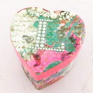 Custom heart trinket box with faux pearls